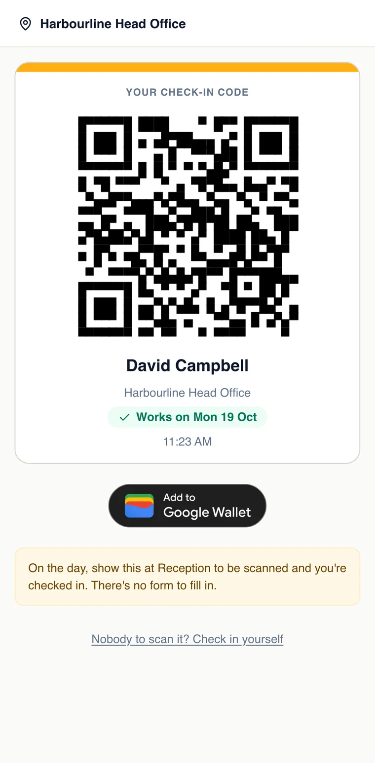The same invite on an Android phone, with an Add to Google Wallet button