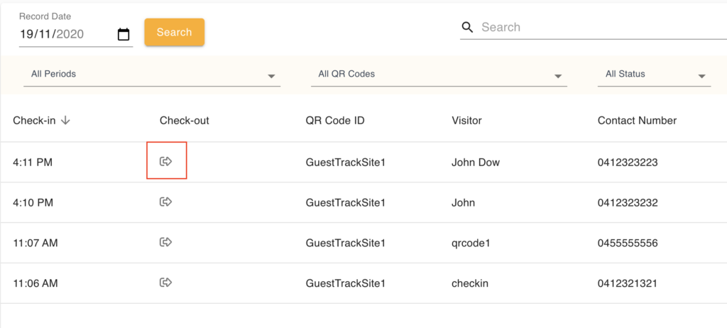 Check Out via dashboard