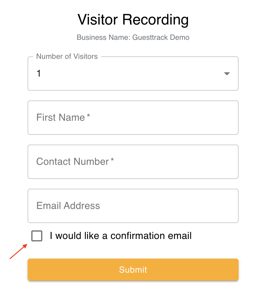 Confirmation email option